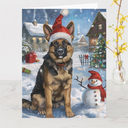 German Shepherd Winter Wonderland Christmas Joy Karte (Gelbe Blume)