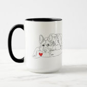 German Shepherd with Ball Line Art with Name Tasse (Links)