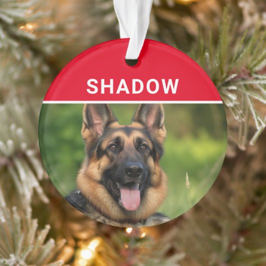 German Shepherd with Dog's Name Photo Christmas Ornament (Baum)