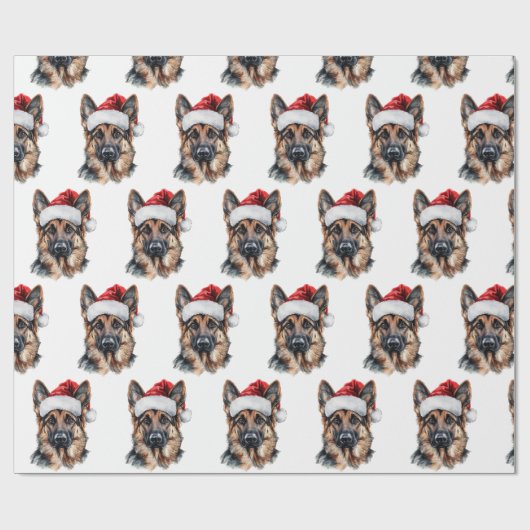 German Shepherd with Santa Hat Geschenkpapier (Flach)