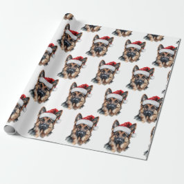 German Shepherd with Santa Hat Geschenkpapier