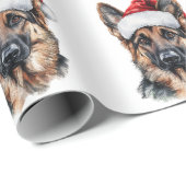 German Shepherd with Santa Hat Geschenkpapier (Rolleneckpunkt)