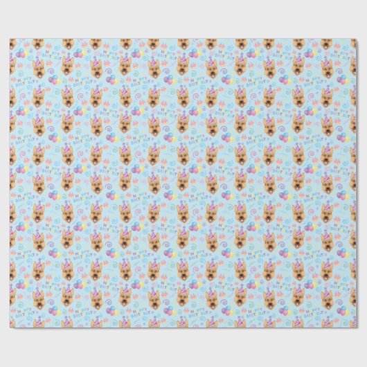 German Shepherd Wrapping Paper in Blue  Geschenkpapier (Flach)