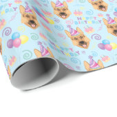 German Shepherd Wrapping Paper in Blue  Geschenkpapier (Rolleneckpunkt)