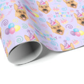 German Shepherd Wrapping Paper in Purple Geschenkpapier (Rolleneckpunkt)