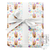 German Shepherd Wrapping Paper in White  Geschenkpapier
