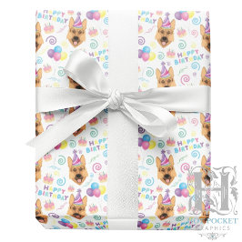 German Shepherd Wrapping Paper in White  Geschenkpapier