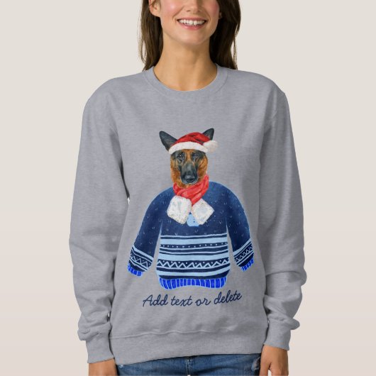 German Shepherd Xmas Ugly Christmas Dog Mama Sweatshirt (Vorderseite)