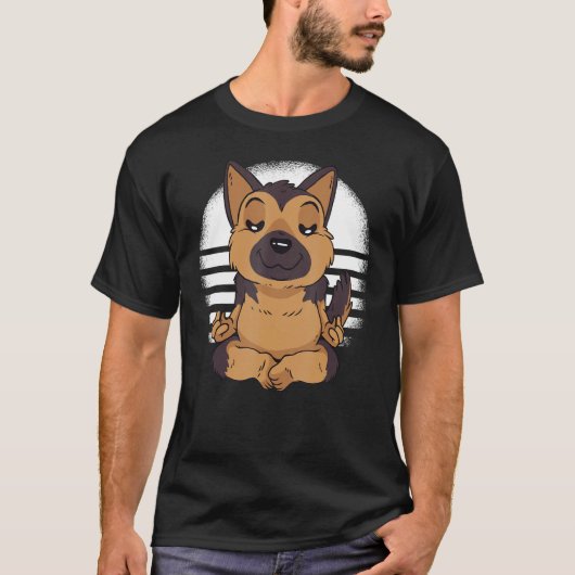 German Shepherd yoga meditation meditate Funny dog T-Shirt (Vorderseite)