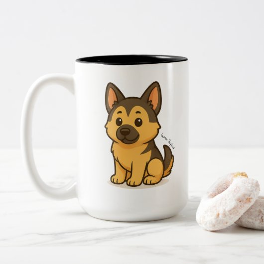 German Shepherd Zweifarbige Tasse (Mit Donut)