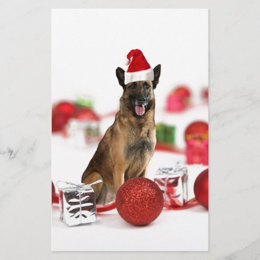 German Shepherdog w Christmas Gifts Weihnachtsmann Briefpapier (Vorderseite)