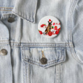 German Shepherdog w Christmas Gifts Weihnachtsmann Button (Beispiel)