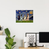 German Shepherds Three - Starry Night Poster (Heimbüro)
