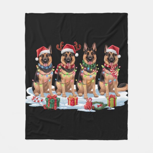 German Shepherds Weihnachtsleuchten - Adorable Des Fleecedecke (Vorderseite)