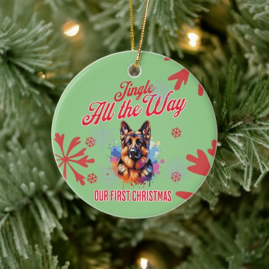 German Sheppard First Christmas Keramik Ornament (Baum)