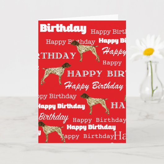 German Shorthair Pointer Birthday Card,, Red Karte (Kleine Pflanze)