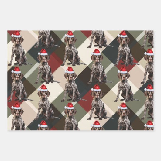 German Shorthair Pointer Christmas Dog Plaid Geschenkpapier Set (Vorderseite 2)
