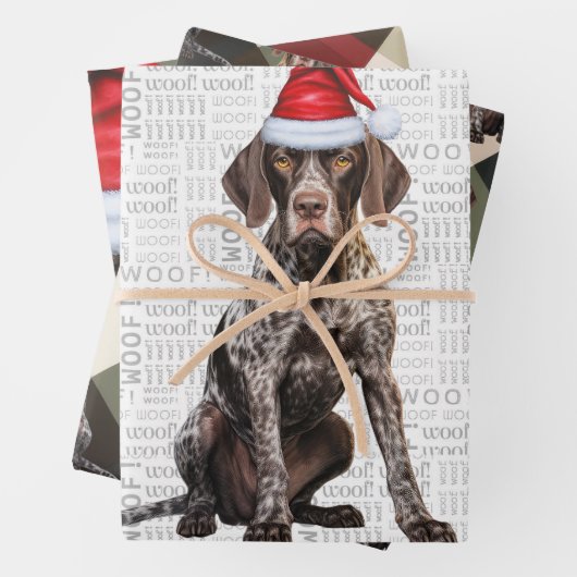 German Shorthair Pointer Christmas Dog Plaid Geschenkpapier Set (Beispiel)