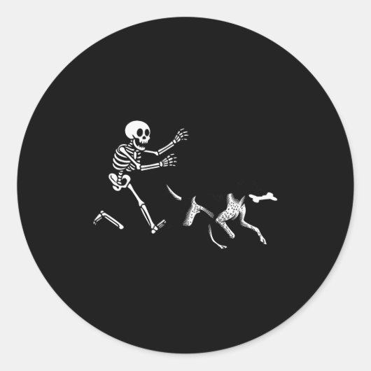 German Shorthaired Inter Running Skeleton Hallowee Runder Aufkleber (Vorderseite)