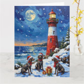 German Shorthaired Pointer Christmas Lighthouse Karte (Gelbe Blume)