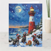 German Shorthaired Pointer Christmas Lighthouse Karte (Vorderseite)