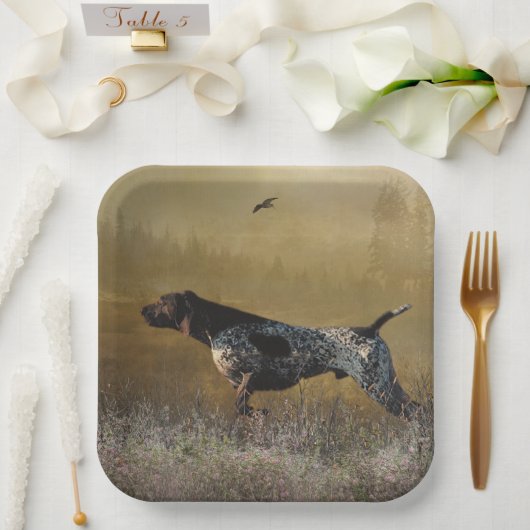 German Shorthaired Pointer , Deutsch Kurzhaar Pappteller (Hochzeit)