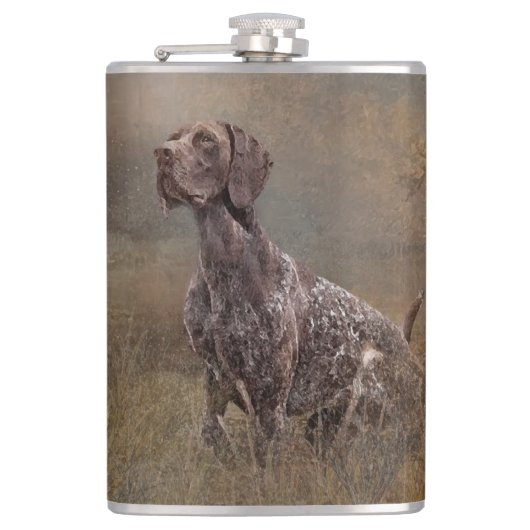 German Shorthaired Pointer , Deutsch Kurzhaar Tape Flachmann (Vorderseite)