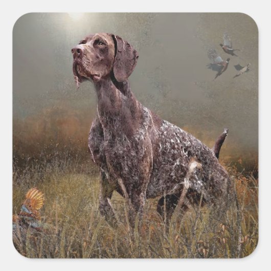 German Shorthaired Pointer , Deutsch Kurzhaar Tape Quadratischer Aufkleber (Vorderseite)