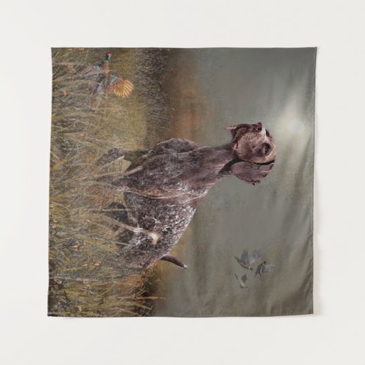 German Shorthaired Pointer , Deutsch Kurzhaar Wandteppich (Vorderseite (Horizontal))