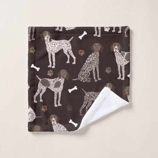 German Shorthaired Pointer Dog Bone and Paw Print Badhandtuch Set (Waschlappen)