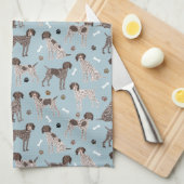 German Shorthaired Pointer Dog Bone and Paw Print  Geschirrtuch (Viertel Falte)