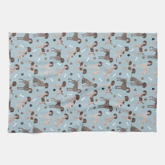 German Shorthaired Pointer Dog Bone and Paw Print  Geschirrtuch (Horizontal)