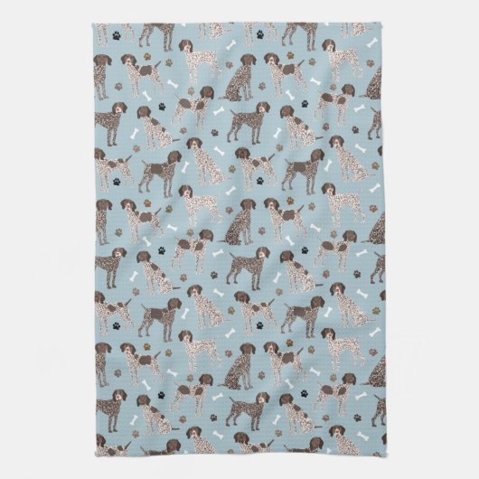 German Shorthaired Pointer Dog Bone and Paw Print  Geschirrtuch (Vertikal)