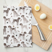 German Shorthaired Pointer Dog Bone and Paw Print Geschirrtuch (Viertel Falte)