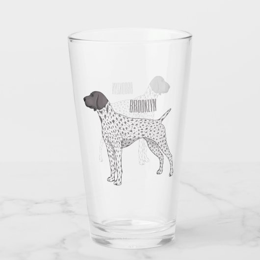 German Shorthaired Pointer dog cartoon Glas (Rückseite)