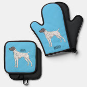 German Shorthaired Pointer dog cartoon Ofenhandschuh & Topflappen-Set (Vorderseite/Rückseite)