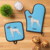 German Shorthaired Pointer dog cartoon Ofenhandschuh & Topflappen-Set (Oben Unten)