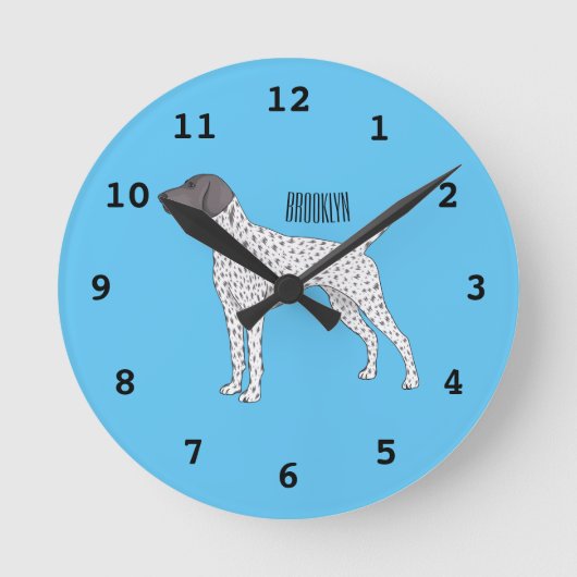 German Shorthaired Pointer dog cartoon Runde Wanduhr (Vorderseite)
