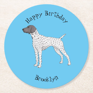 German Shorthaired Pointer dog cartoon Runder Pappuntersetzer
