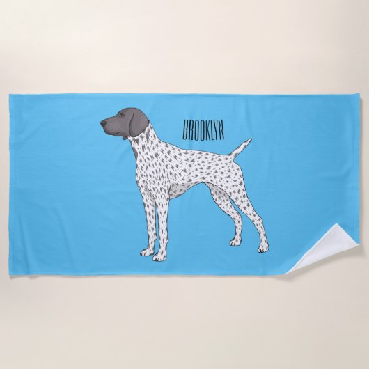 German Shorthaired Pointer dog cartoon Strandtuch (Vorderseite)