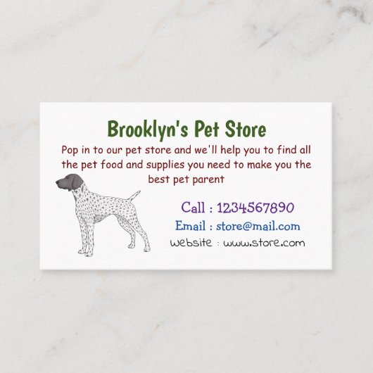 German Shorthaired Pointer dog cartoon Visitenkarte (Vorderseite)