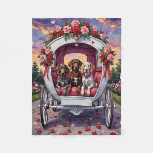 German Shorthaired Pointer  Dog Valentine's Day  Fleecedecke (Vorderseite)