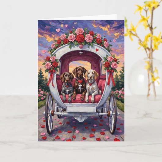 German Shorthaired Pointer  Dog Valentine's Day  Karte (Gelbe Blume)