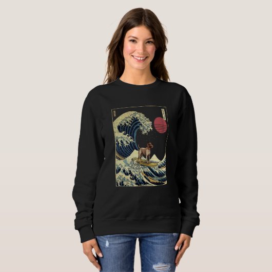 German Shorthaired Pointer Japanese Kanagawa Wave Sweatshirt (Vorne ganz)