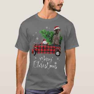 German Shorthaired Pointer Ride Red Truck Christma T-Shirt