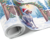 German Shorthaired Pointer Snowy Gate Santa Hat Geschenkpapier (Rolleneckpunkt)