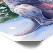 German Shorthaired Pointer Snowy Gate Santa Hat Poster (Ecke)