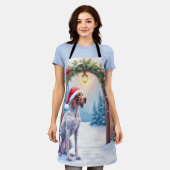 German Shorthaired Pointer Snowy Gate Santa Hat Schürze (Getragen)