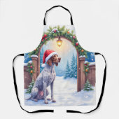 German Shorthaired Pointer Snowy Gate Santa Hat Schürze (Vorderseite)