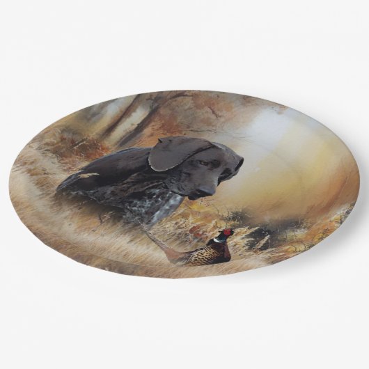 German Shorthaired Pointers  Pappteller (Schrägansicht)